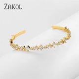 Geometric CZ Bracelet Women Charm Cuff Wedding Jewelry BP5157