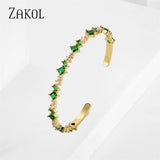 Geometric CZ Bracelet Women Charm Cuff Wedding Jewelry BP5157
