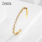 Geometric CZ Bracelet Women Charm Cuff Wedding Jewelry BP5157
