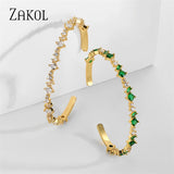 Geometric CZ Bracelet Women Charm Cuff Wedding Jewelry BP5157