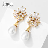 Green CZ Leaf Earrings for Women Girls Party Wedding