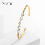 Green CZ Cuff Bangle for Women Ins Adjustable Bracelet Party Jewelry