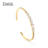Green CZ Cuff Bangle for Women Ins Adjustable Bracelet Party Jewelry