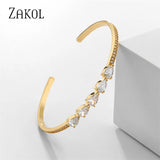 Green CZ Cuff Bangle for Women Ins Adjustable Bracelet Party Jewelry