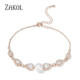 Pearl Adjustable Bracelets Water Drop CZ Zirconia Friendship Bracelet