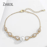 Pearl Adjustable Bracelets Water Drop CZ Zirconia Friendship Bracelet