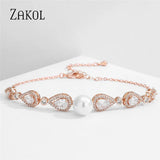 Pearl Adjustable Bracelets Water Drop CZ Zirconia Friendship Bracelet