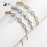 Pearl Adjustable Bracelets Water Drop CZ Zirconia Friendship Bracelet