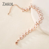 Leaf CZ Zirconia Tennis Bracelet for Women Bridal Wedding Jewelry