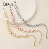Leaf CZ Zirconia Tennis Bracelet for Women Bridal Wedding Jewelry