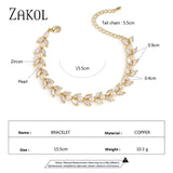 Leaf CZ Zirconia Tennis Bracelet for Women Bridal Wedding Jewelry