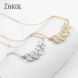 Leaf Plant Pendants Chain Necklaces for Women Wedding Jewelry