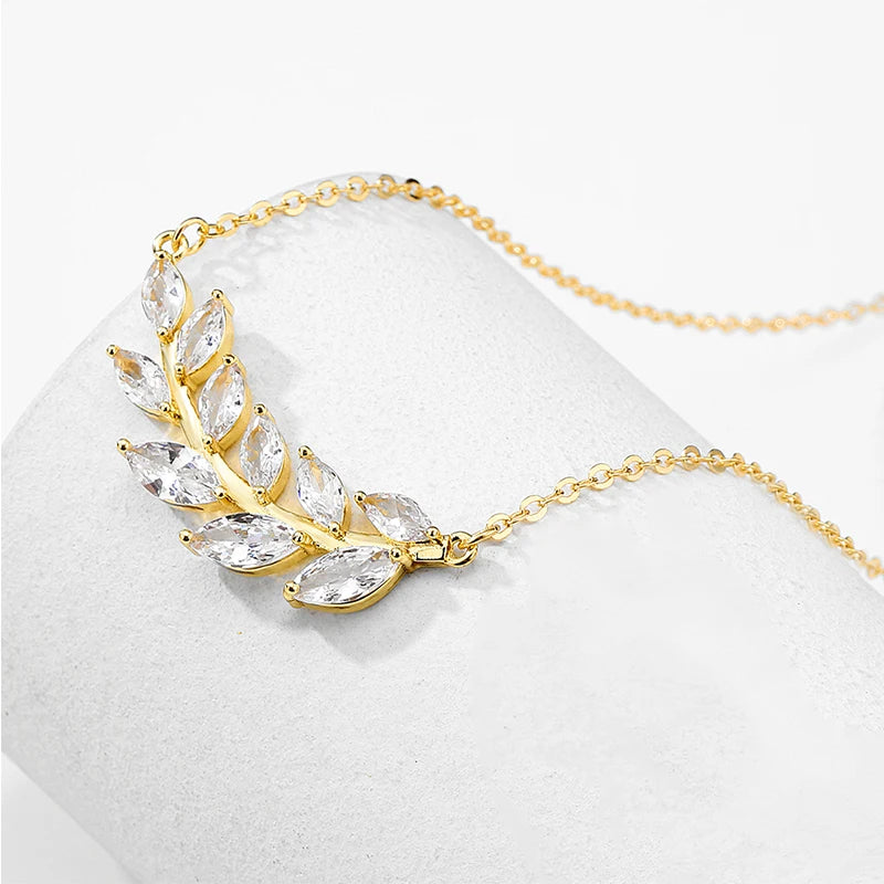 Leaf Plant Pendants Chain Necklaces for Women Wedding Jewelry