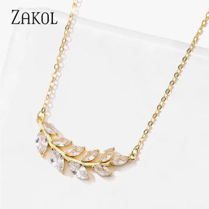 Leaf Plant Pendants Chain Necklaces for Women Wedding Jewelry