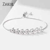 Leaf Zircon Adjustable Bracelet Wedding FSBP2177