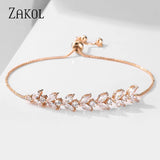 Leaf Zircon Adjustable Bracelet Wedding FSBP2177