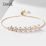 Leaf Zircon Adjustable Bracelet Wedding FSBP2177