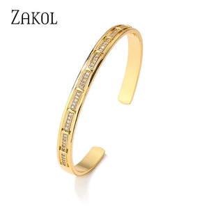 Zirconia Cuff Bracelet Bangles for Women - Wedding Jewelry