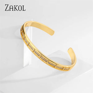 Zirconia Cuff Bracelet Bangles for Women - Wedding Jewelry