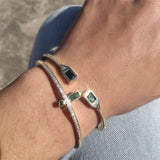 Multicolor Oil Drip Cuff Bracelet CZ Enamel Christmas Party Jewelry