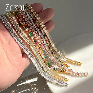 Rectangle Zirconia Tennis Bracelets for Women Crystal Bracelet