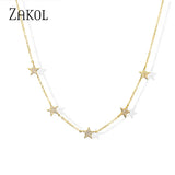 Silver Star Choker with CZ Zirconia, Women Girl Jewelry