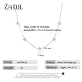 Silver Star Choker with CZ Zirconia, Women Girl Jewelry