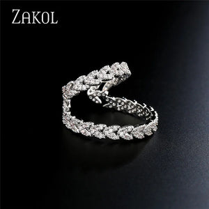 CZ Zircon Leaf Clip Earrings No Pierced Cartilage Ear Party Jewelry