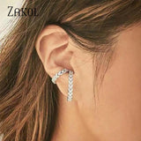 CZ Zircon Leaf Clip Earrings No Pierced Cartilage Ear Party Jewelry