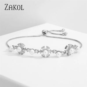 Pearl Flower Adjustable Bracelet for Women