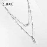 CZ Double Layer Chain Choker Necklace for Women