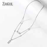 CZ Double Layer Chain Choker Necklace for Women