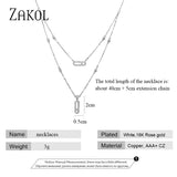 CZ Double Layer Chain Choker Necklace for Women