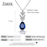 Leaf Pendant Necklace with Cubic Zirconia for Women