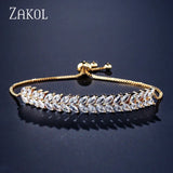 Zirconia Leaf Adjustable Bracelets For Women Wedding Crystal BP1009