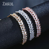 Zirconia Leaf Adjustable Bracelets For Women Wedding Crystal BP1009