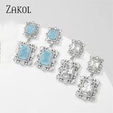 Princess CZ Drop Earrings for Women Wedding Jewelry