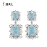 Princess CZ Drop Earrings for Women Wedding Jewelry