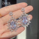 Princess CZ Drop Earrings for Women Wedding Jewelry