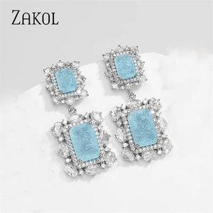 Princess CZ Drop Earrings for Women Wedding Jewelry