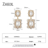 Princess CZ Drop Earrings for Women Wedding Jewelry