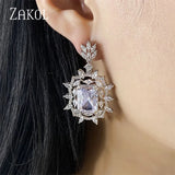 Princess CZ Drop Earrings for Women Wedding Jewelry