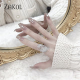 Feather Finger Rings for Women Cubic Zirconia Engagement Wedding