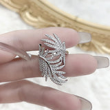 Feather Finger Rings for Women Cubic Zirconia Engagement Wedding