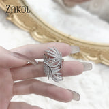 Feather Finger Rings for Women Cubic Zirconia Engagement Wedding