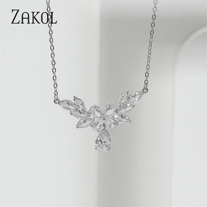 CZ Water Drop Pendant Necklace Bridal Wedding Jewelry NP5160