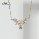 CZ Water Drop Pendant Necklace Bridal Wedding Jewelry NP5160