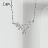 CZ Water Drop Pendant Necklace Bridal Wedding Jewelry NP5160