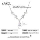 CZ Leaf Necklace Water Drop Pendant Wedding Jewelry
