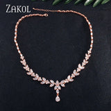 Marquise Cut CZ Leaf Necklace for Women Bridal Wedding Party Jewelry
